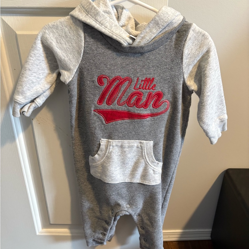 6-12m Little Man George Gray Kids One Piece